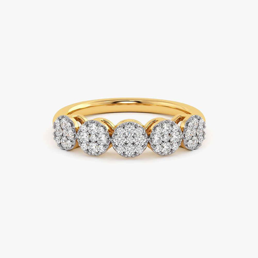 Brilliance Cluster Yellow Gold Diamond Ring-Rings-ERG26K48