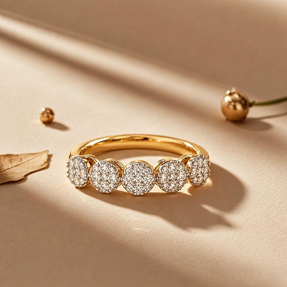 Brilliance Cluster Yellow Gold Diamond Ring-Rings-ERG26K48
