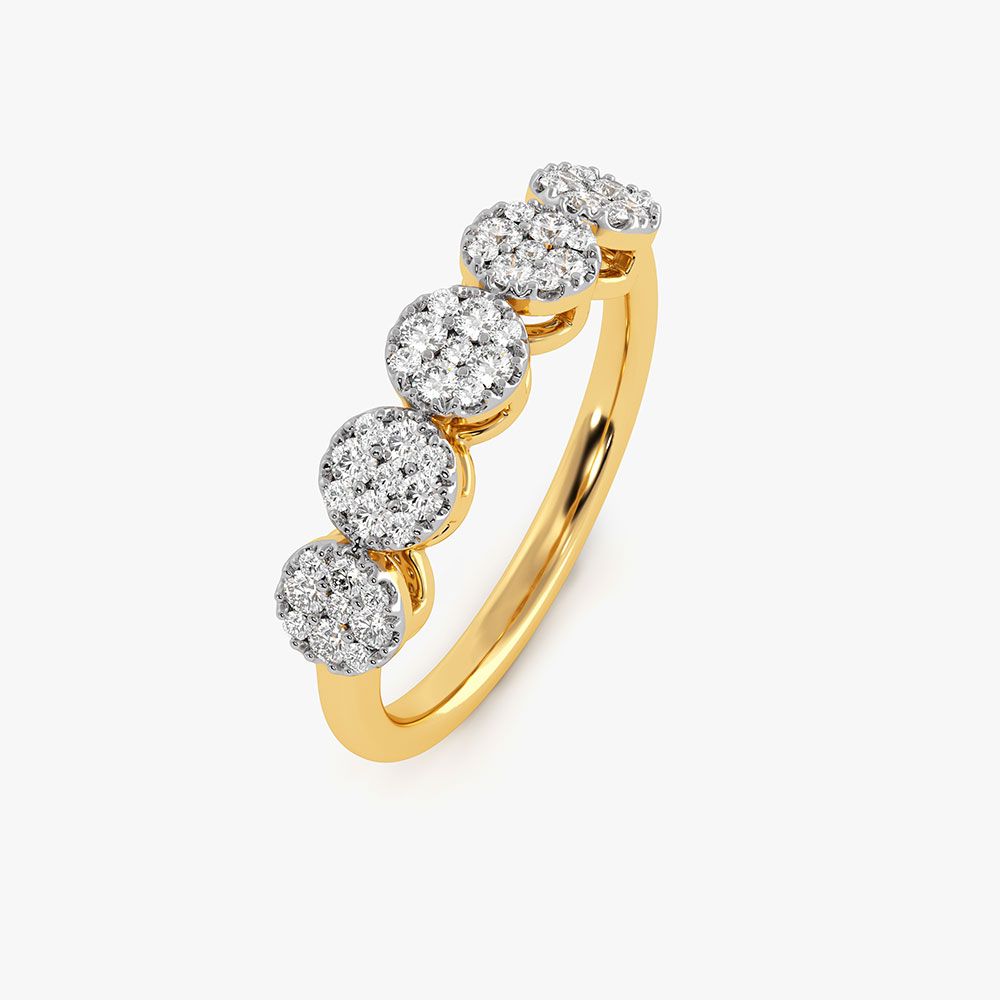 Brilliance Cluster Yellow Gold Diamond Ring-Rings-ERG26K48