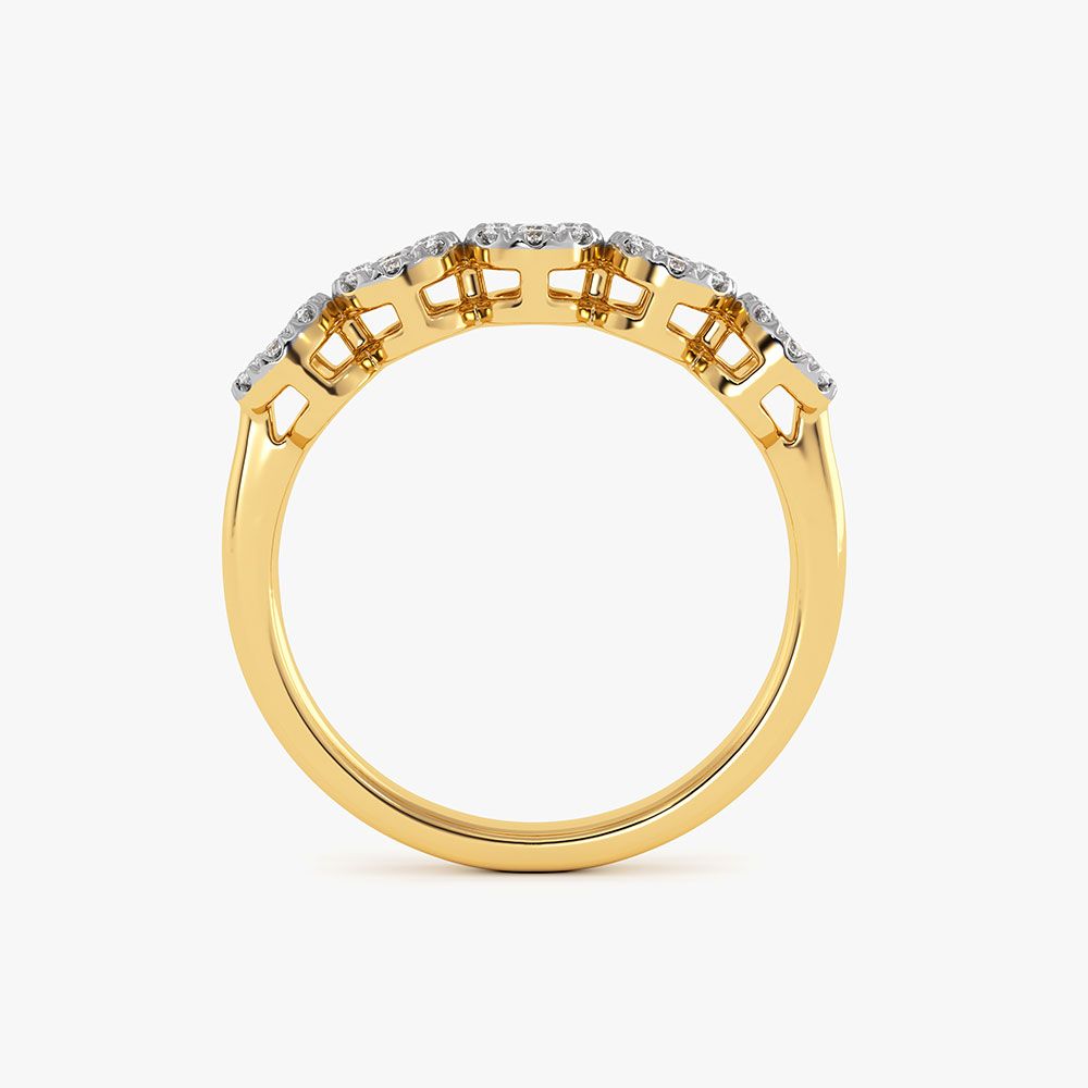 Brilliance Cluster Yellow Gold Diamond Ring-Rings-ERG26K48