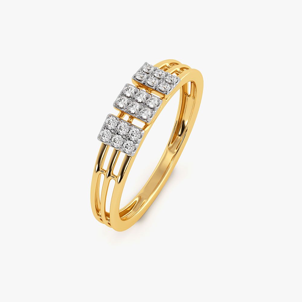 Sleek Geometric Yellow Gold Diamond Band Ring-Rings-ERG26K49
