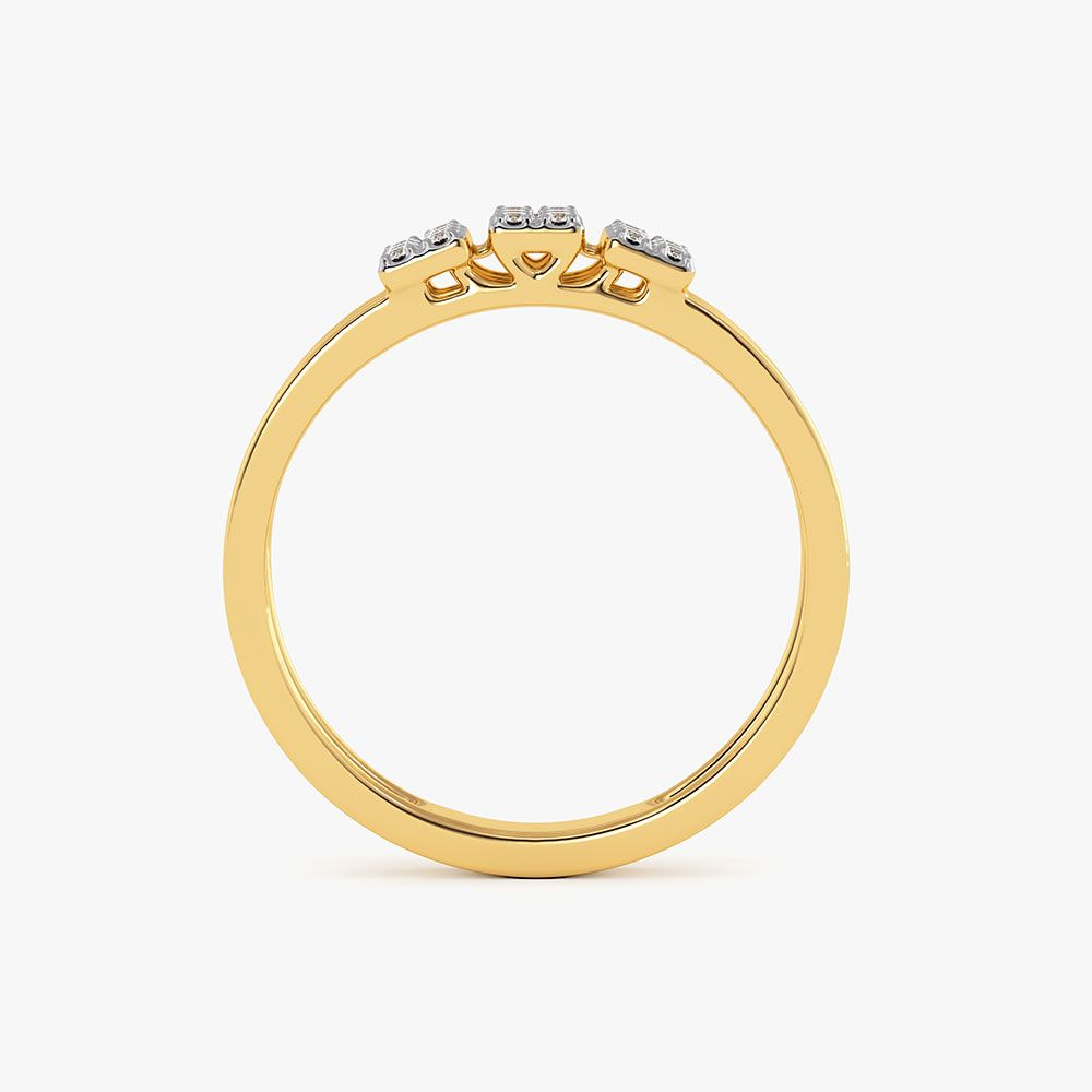 Sleek Geometric Yellow Gold Diamond Band Ring-Rings-ERG26K49