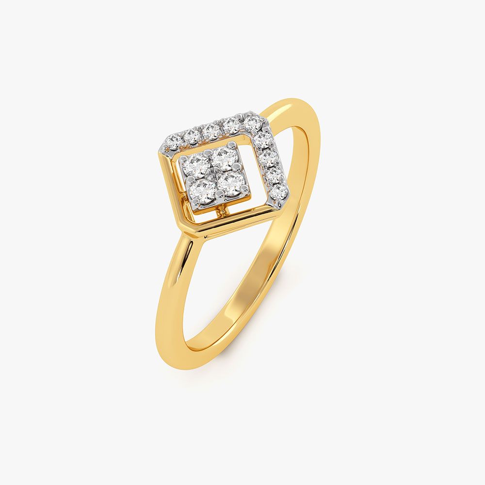 Modern Edge Geometric Yellow Gold Diamond Ring-Rings-ERG26K51