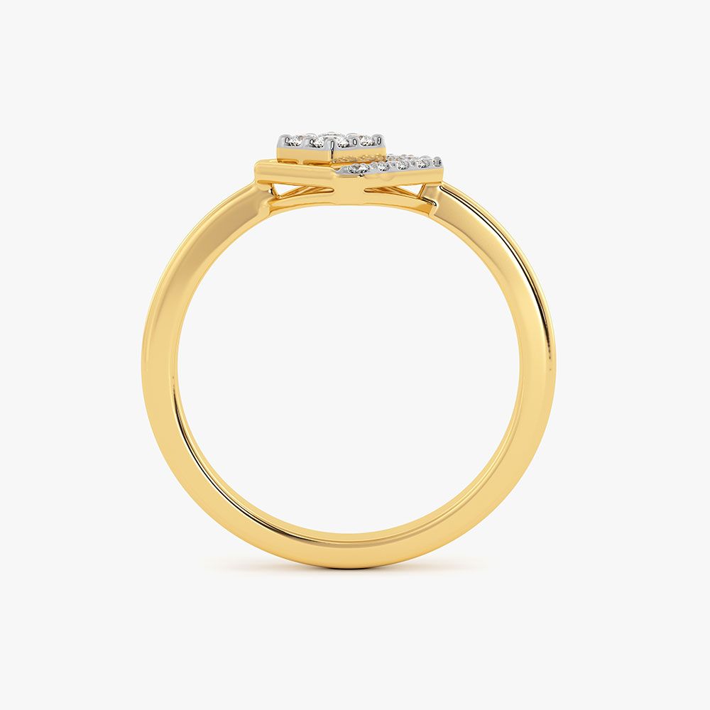Modern Edge Geometric Yellow Gold Diamond Ring-Rings-ERG26K51