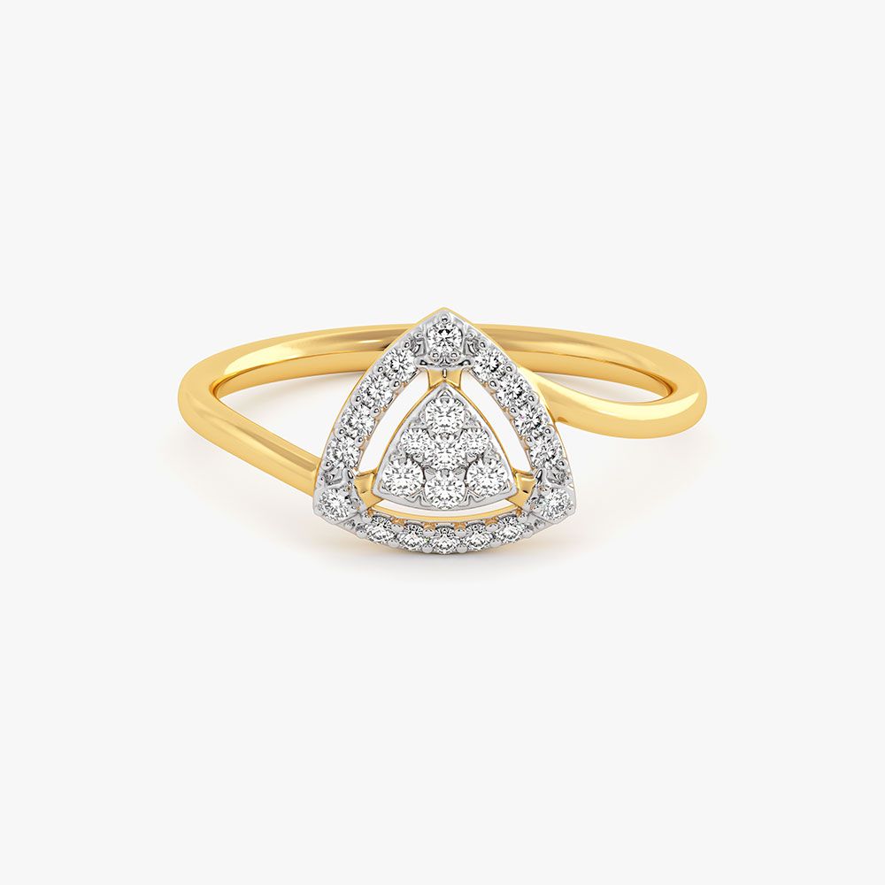 Structured Geometric Yellow Gold Diamond Ring-Rings-ERG26K52
