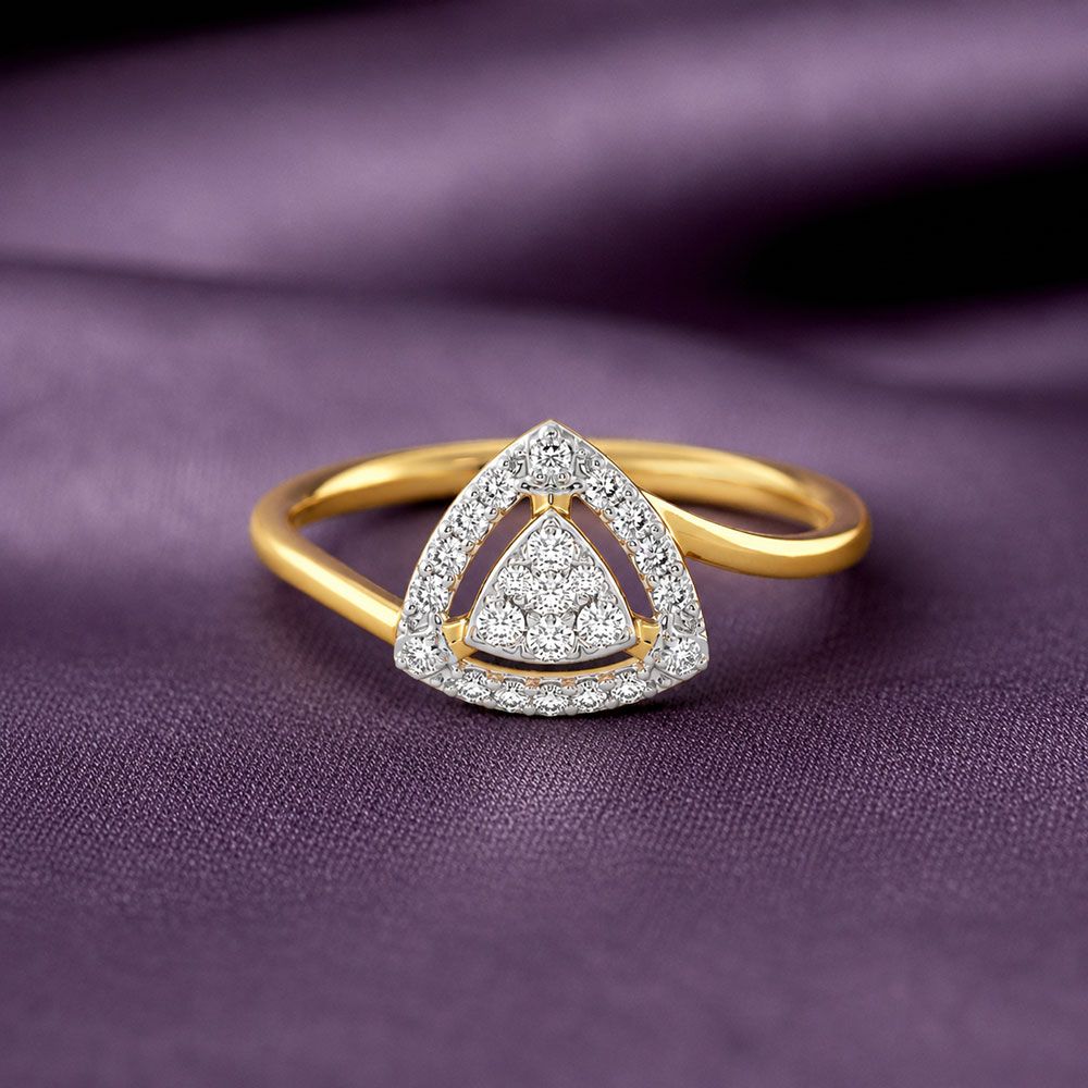 Structured Geometric Yellow Gold Diamond Ring-Rings-ERG26K52
