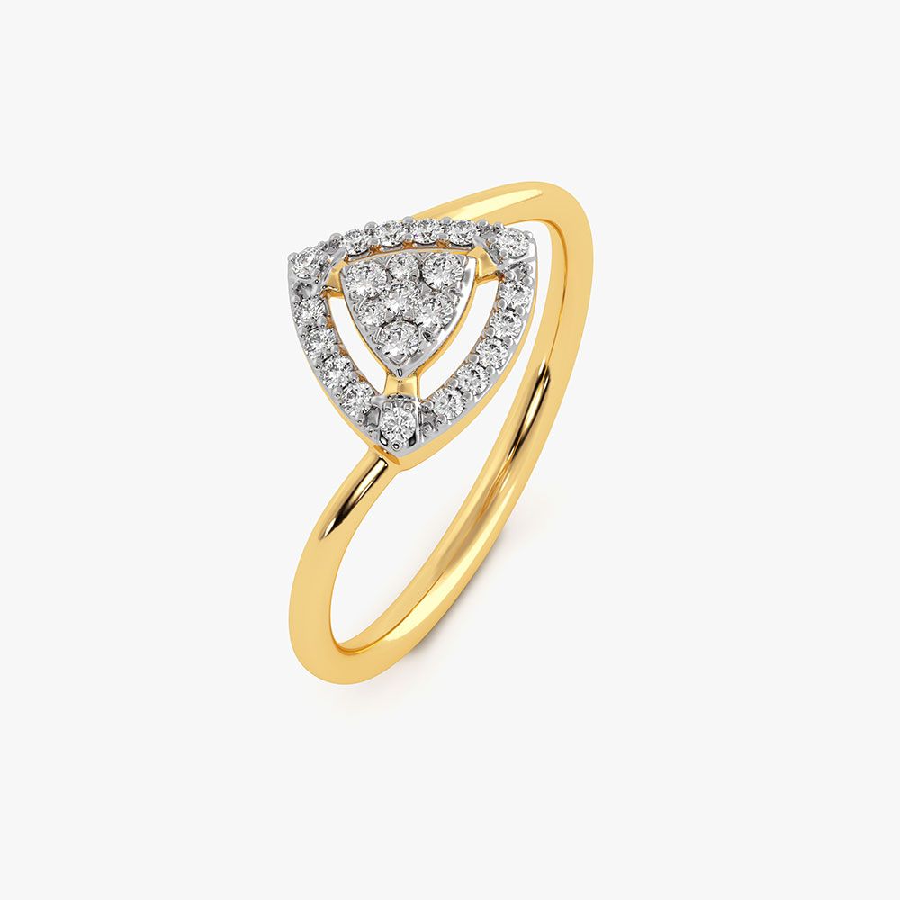 Structured Geometric Yellow Gold Diamond Ring-Rings-ERG26K52