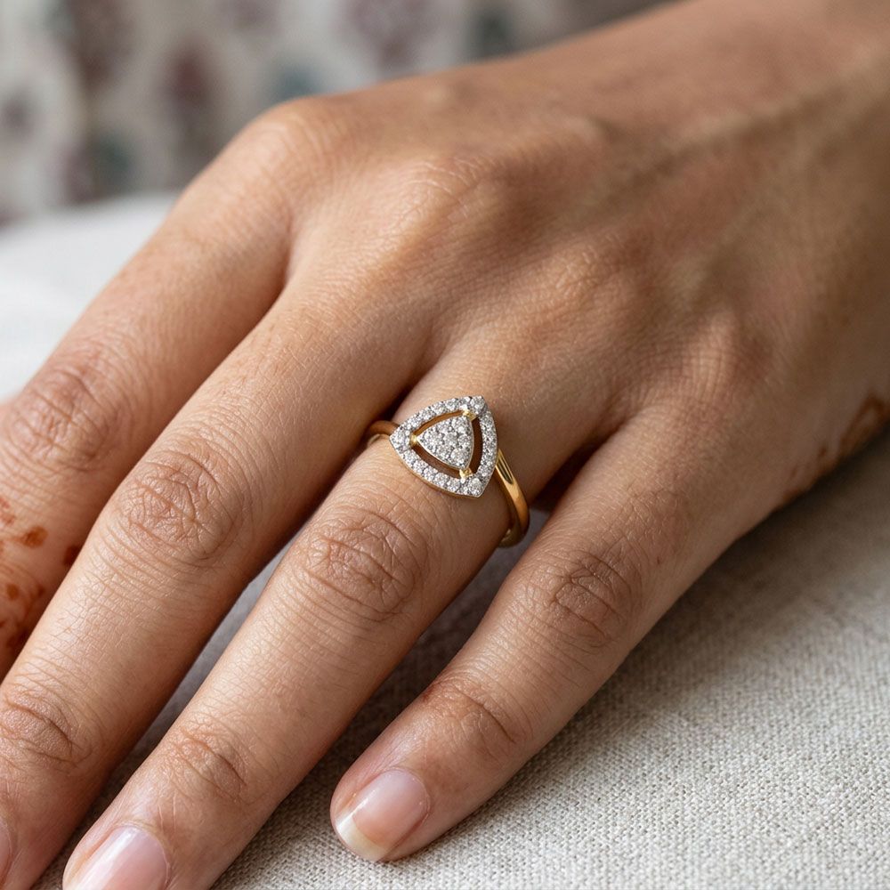 Structured Geometric Yellow Gold Diamond Ring-Rings-ERG26K52