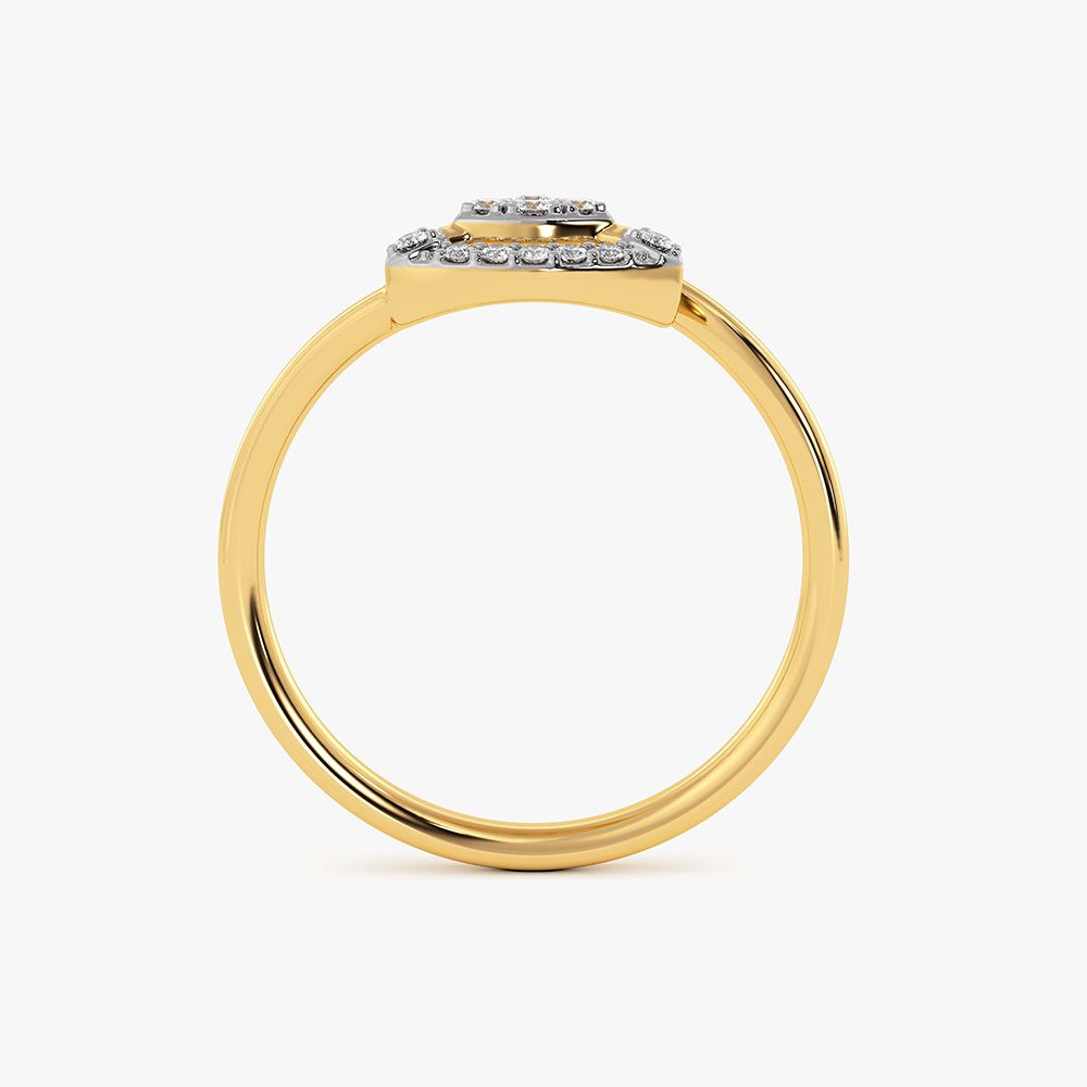 Structured Geometric Yellow Gold Diamond Ring-Rings-ERG26K52