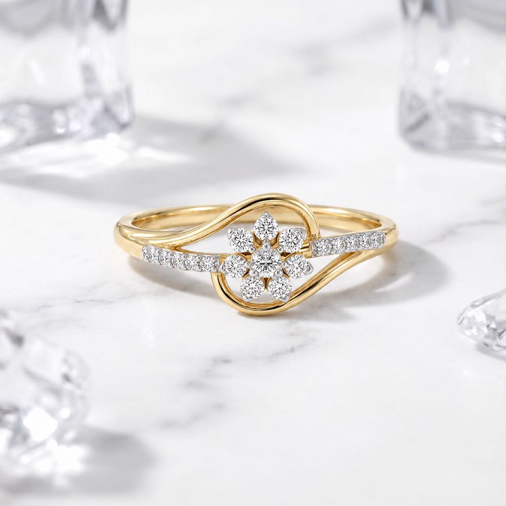 Perfect Bloom Yellow Gold Diamond Ring-Rings-ERG26K53