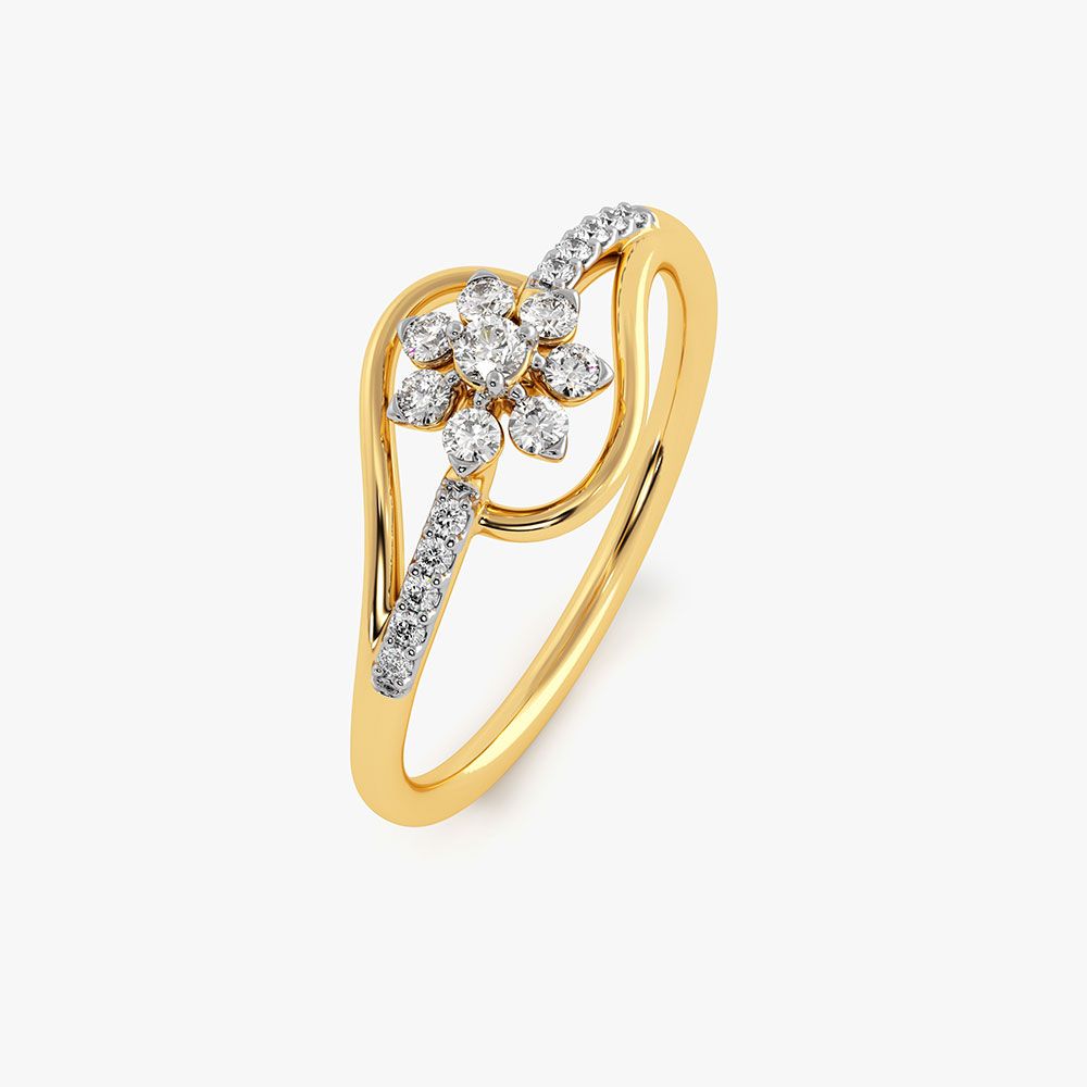 Perfect Bloom Yellow Gold Diamond Ring-Rings-ERG26K53