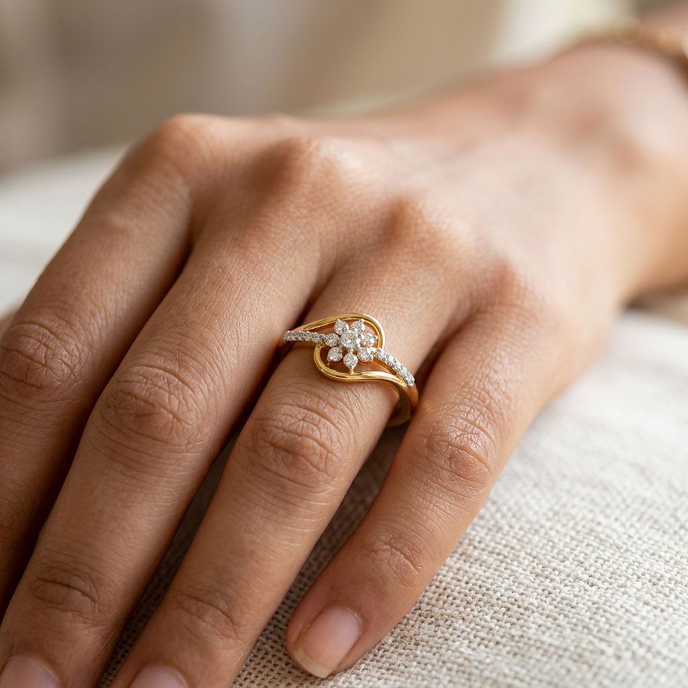 Perfect Bloom Yellow Gold Diamond Ring-Rings-ERG26K53