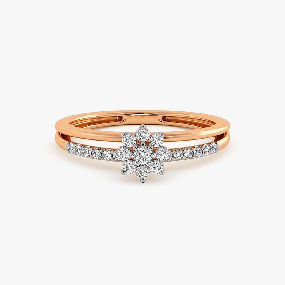 Soft Floral Rose Gold Diamond Ring-Rings-ERG26K54