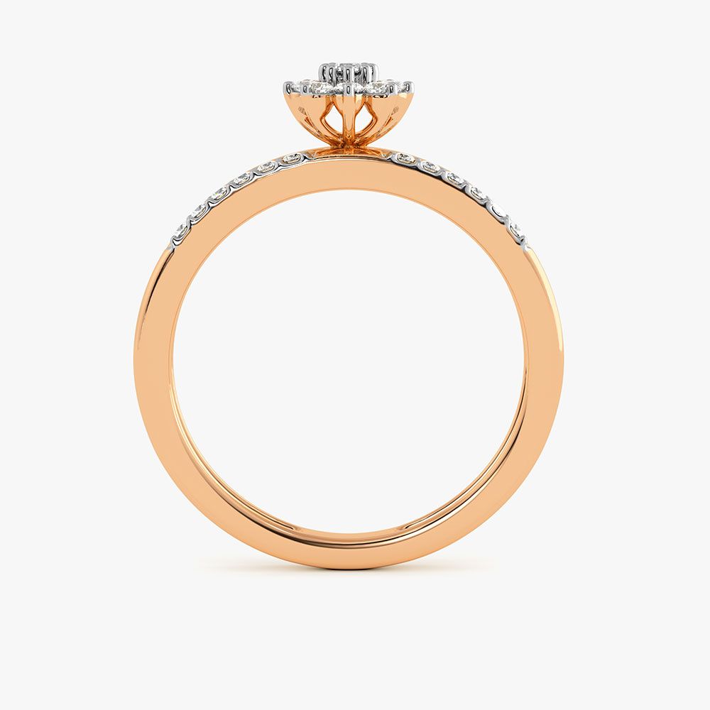 Soft Floral Rose Gold Diamond Ring-Rings-ERG26K54