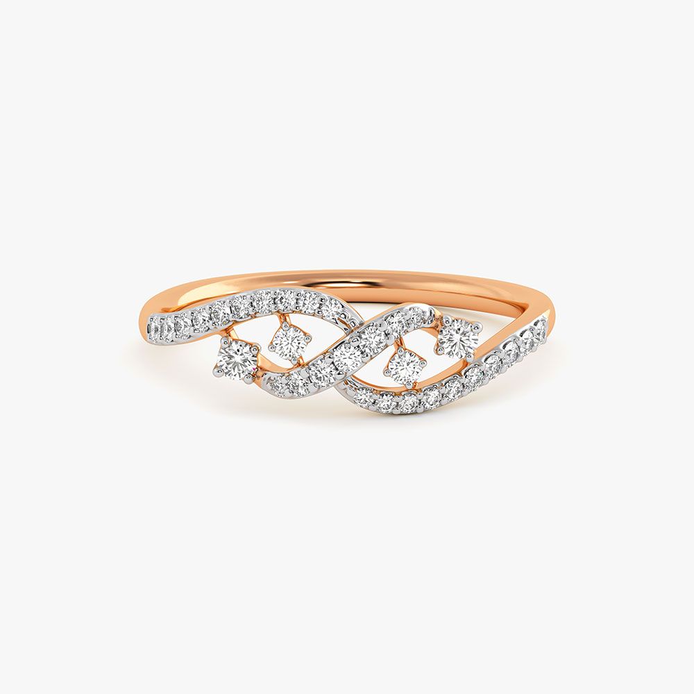 Effortless Swirl Rose Gold Diamond Ring-Rings-ERG26K55