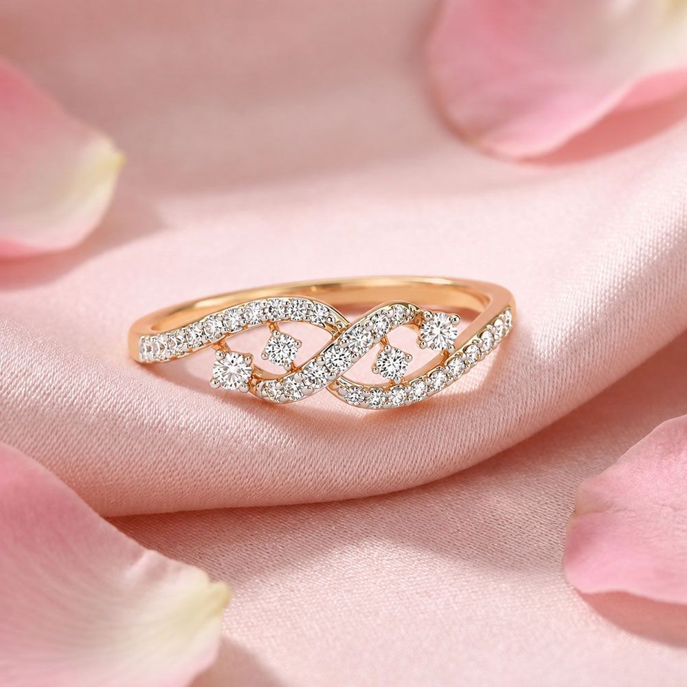 Effortless Swirl Rose Gold Diamond Ring-Rings-ERG26K55