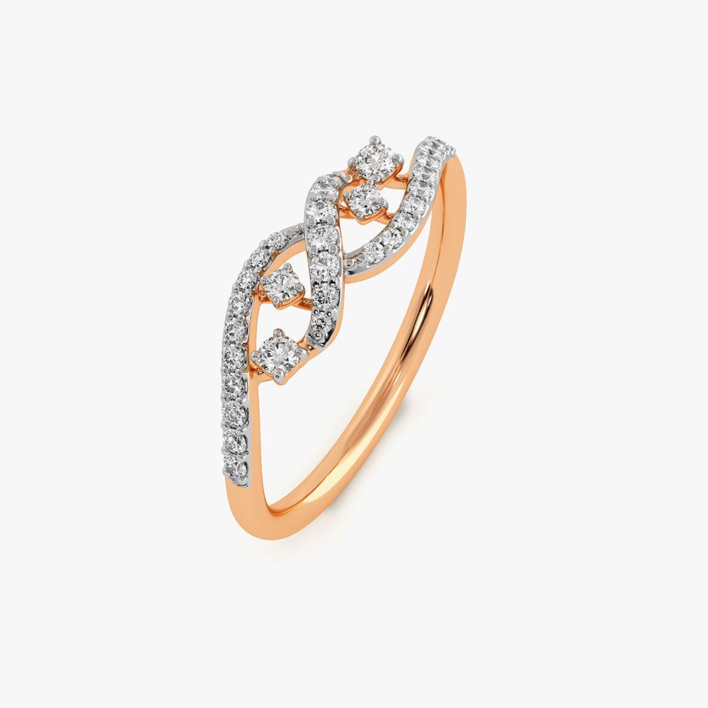 Effortless Swirl Rose Gold Diamond Ring-Rings-ERG26K55