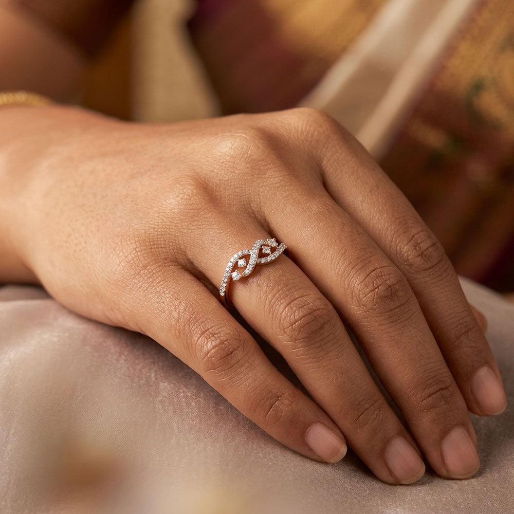 Effortless Swirl Rose Gold Diamond Ring-Rings-ERG26K55
