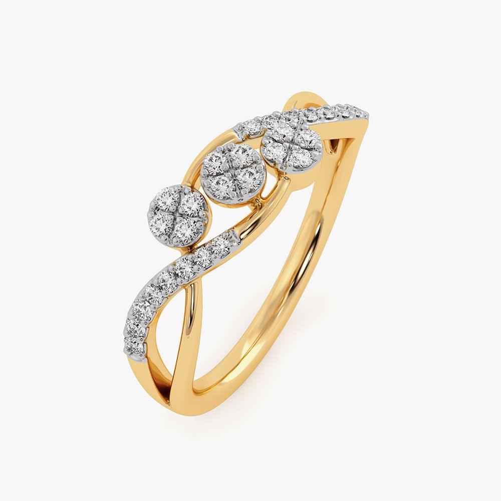 Modern Floral Yellow Gold Diamond Ring-Rings-ERG26K57