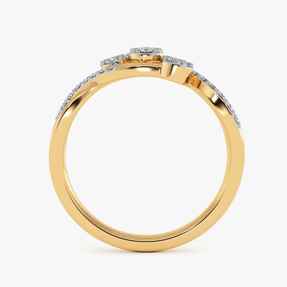 Modern Floral Yellow Gold Diamond Ring-Rings-ERG26K57