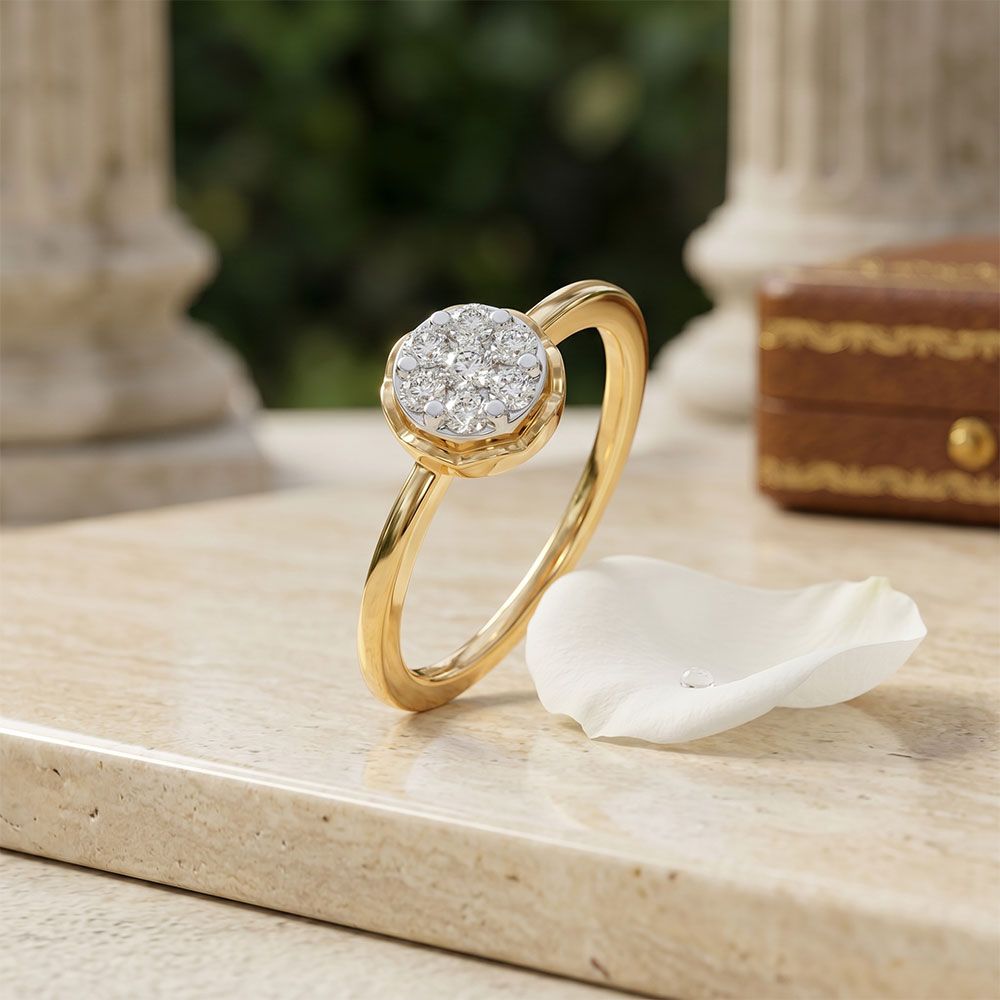 Modern Minimal Yellow Gold Diamond Ring-Rings-ERG26K58
