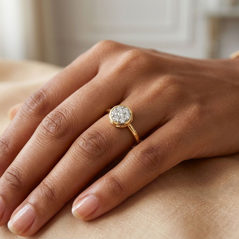 Modern Minimal Yellow Gold Diamond Ring-Rings-ERG26K58
