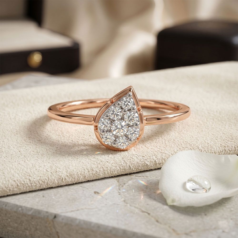 Sleek Geometric Rose Gold Diamond Ring-Rings-ERG26K59