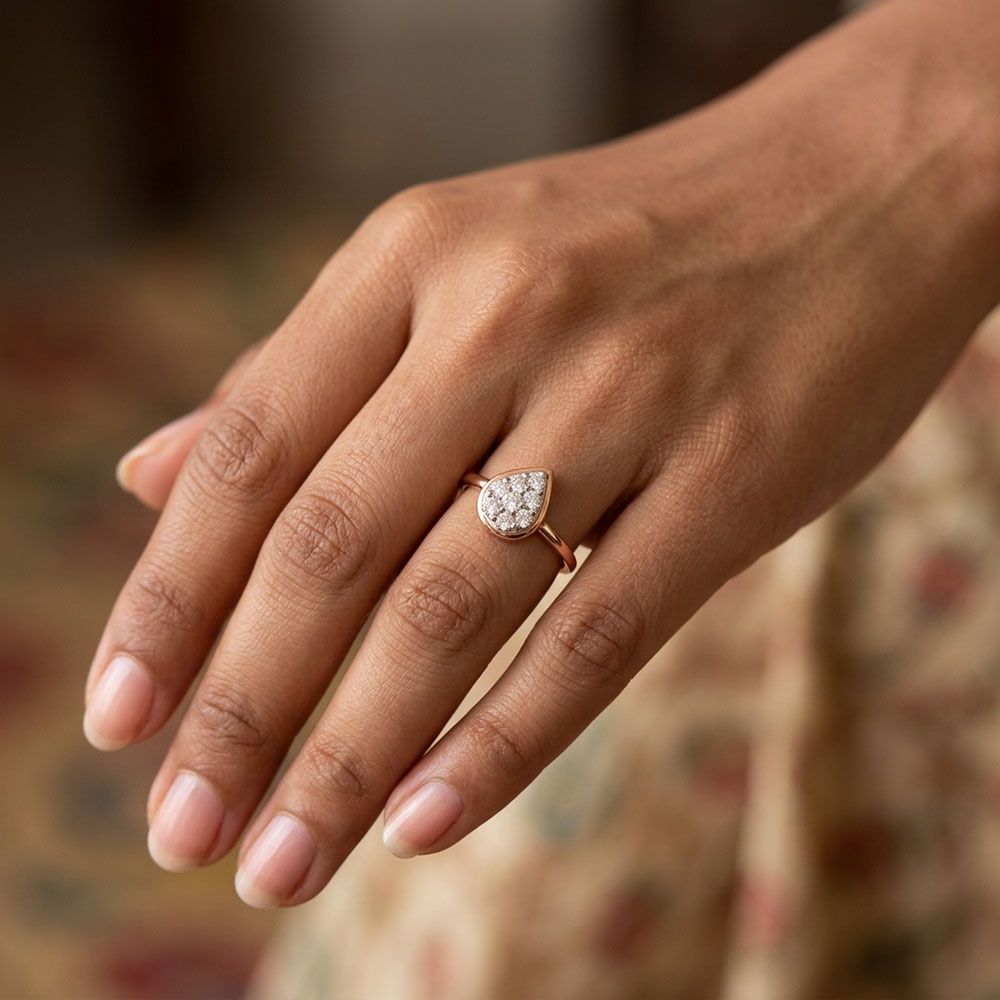 Sleek Geometric Rose Gold Diamond Ring-Rings-ERG26K59