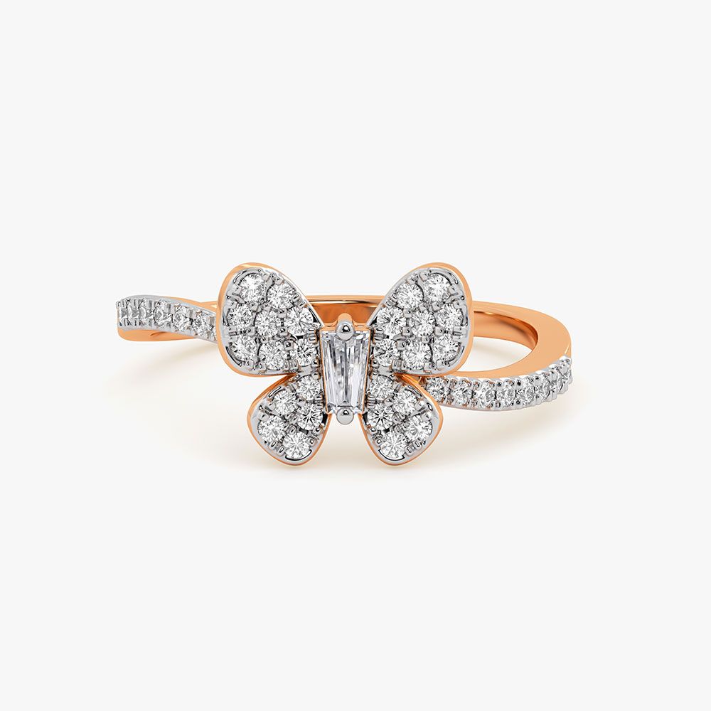Butterfly Rose Gold Diamond Ring-Rings-ERG26K60
