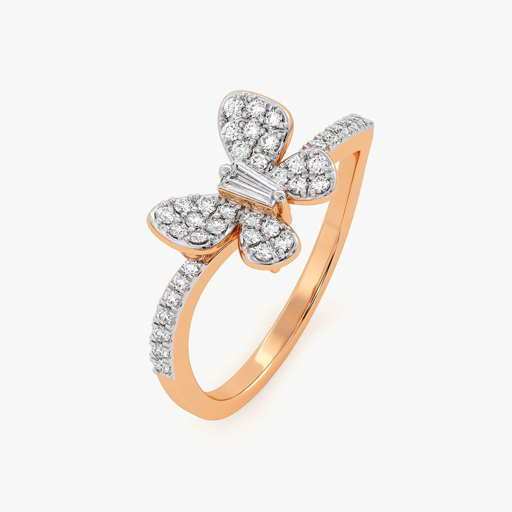 Butterfly Rose Gold Diamond Ring-Rings-ERG26K60