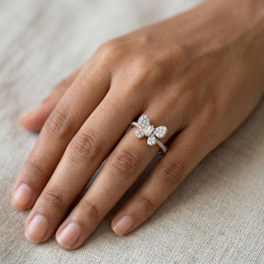 Butterfly Rose Gold Diamond Ring-Rings-ERG26K60