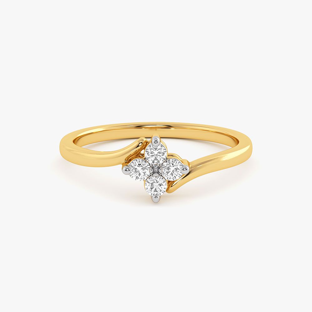 Clover Elegance Yellow Gold Diamond Ring-Rings-ERG26K61