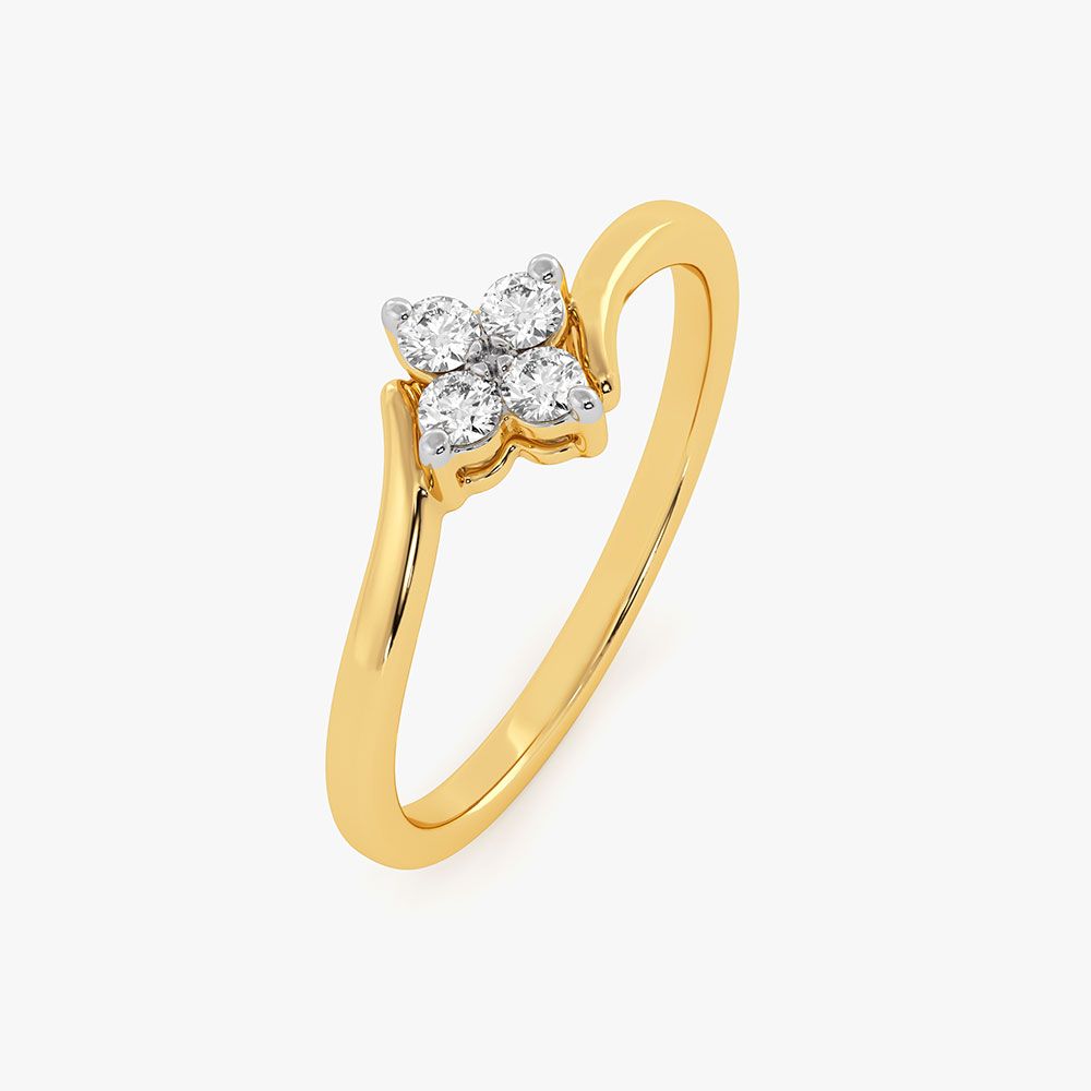 Clover Elegance Yellow Gold Diamond Ring-Rings-ERG26K61
