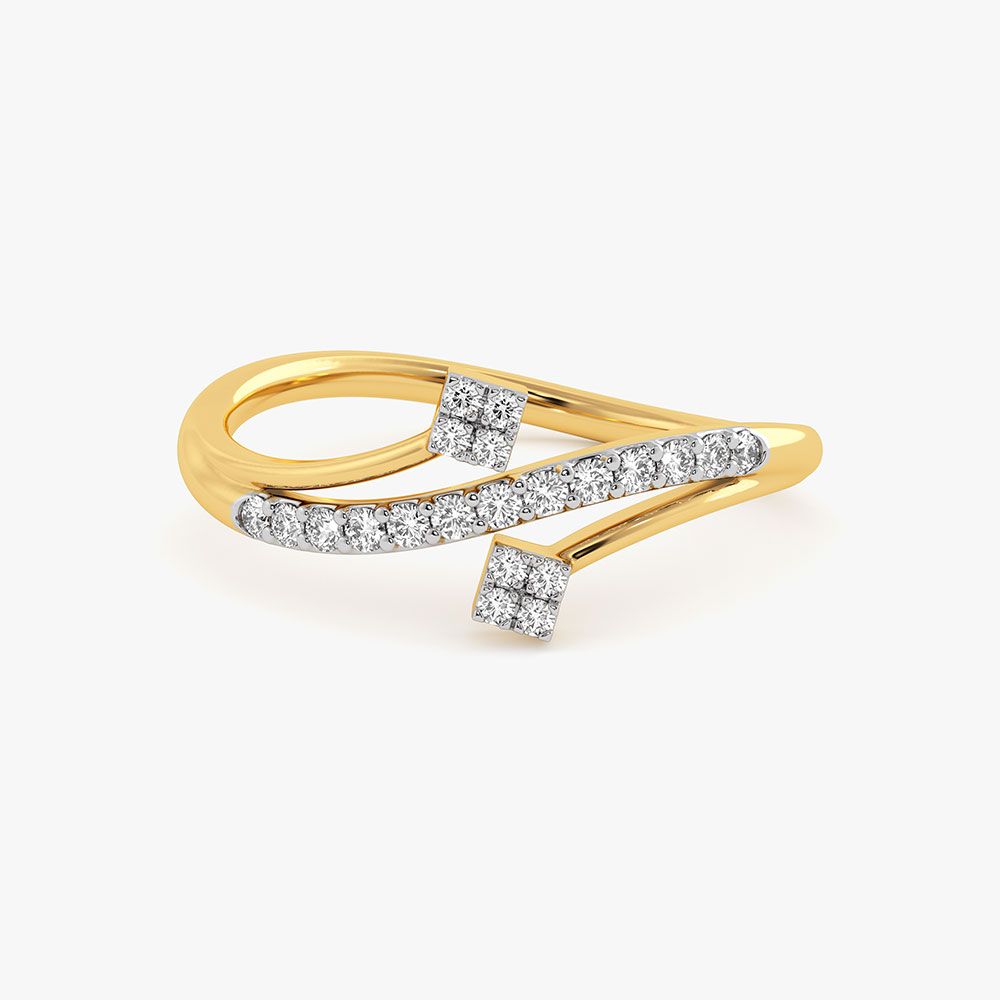Modern Swirl Yellow Gold Diamond Ring-Rings-ERG26K62