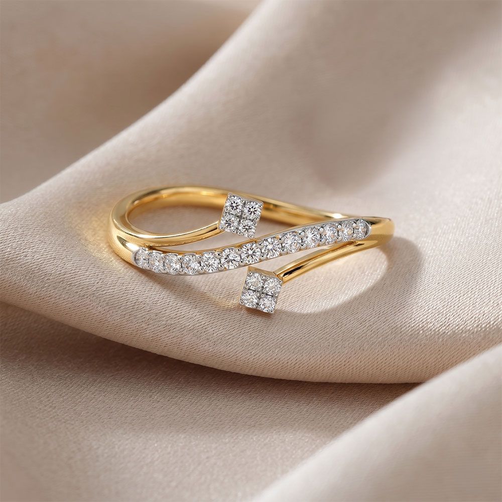 Modern Swirl Yellow Gold Diamond Ring-Rings-ERG26K62