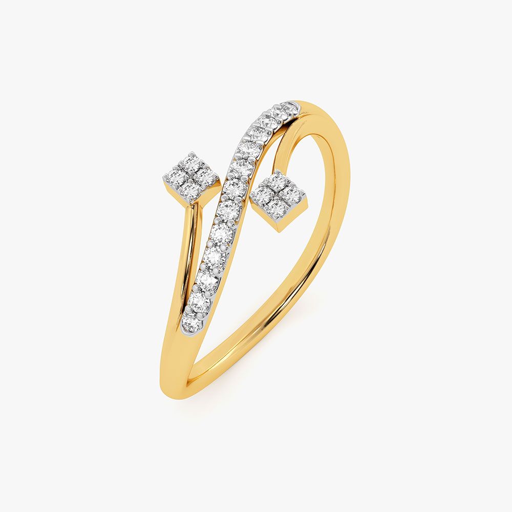 Modern Swirl Yellow Gold Diamond Ring-Rings-ERG26K62