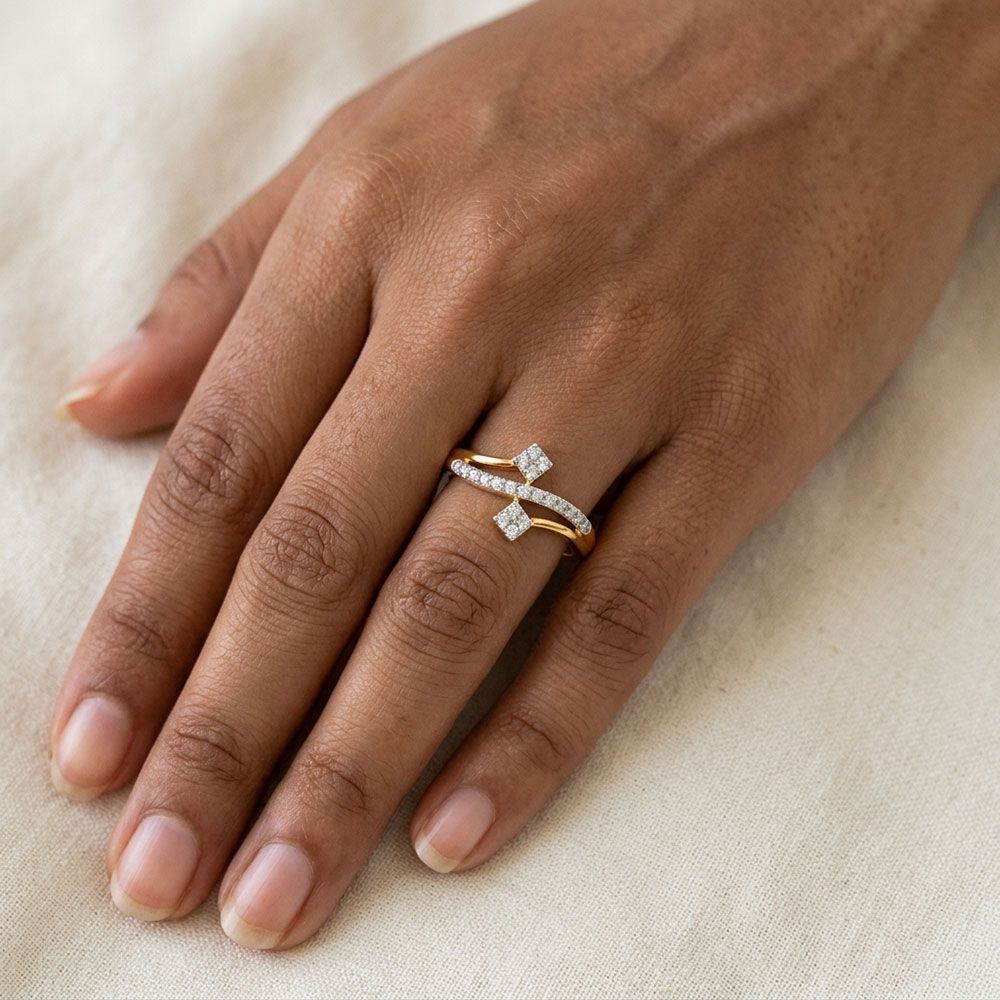 Modern Swirl Yellow Gold Diamond Ring-Rings-ERG26K62