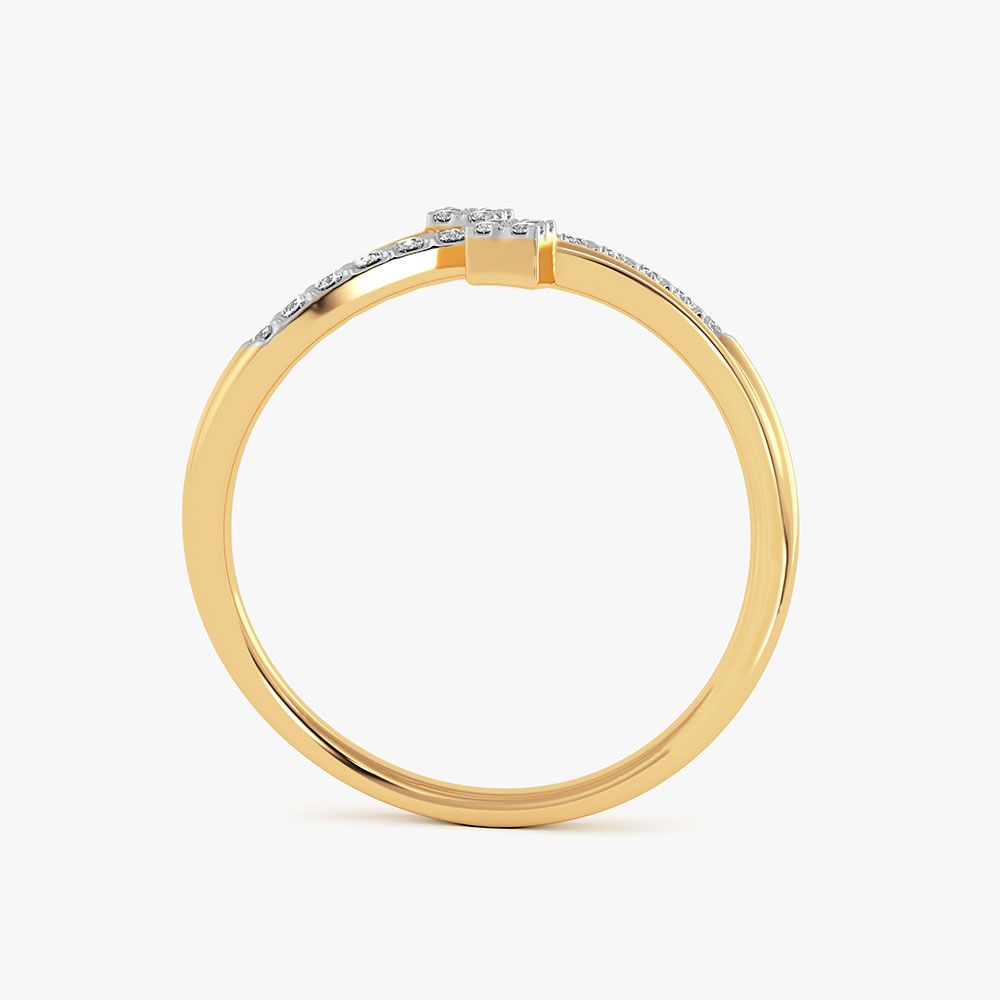 Modern Swirl Yellow Gold Diamond Ring-Rings-ERG26K62