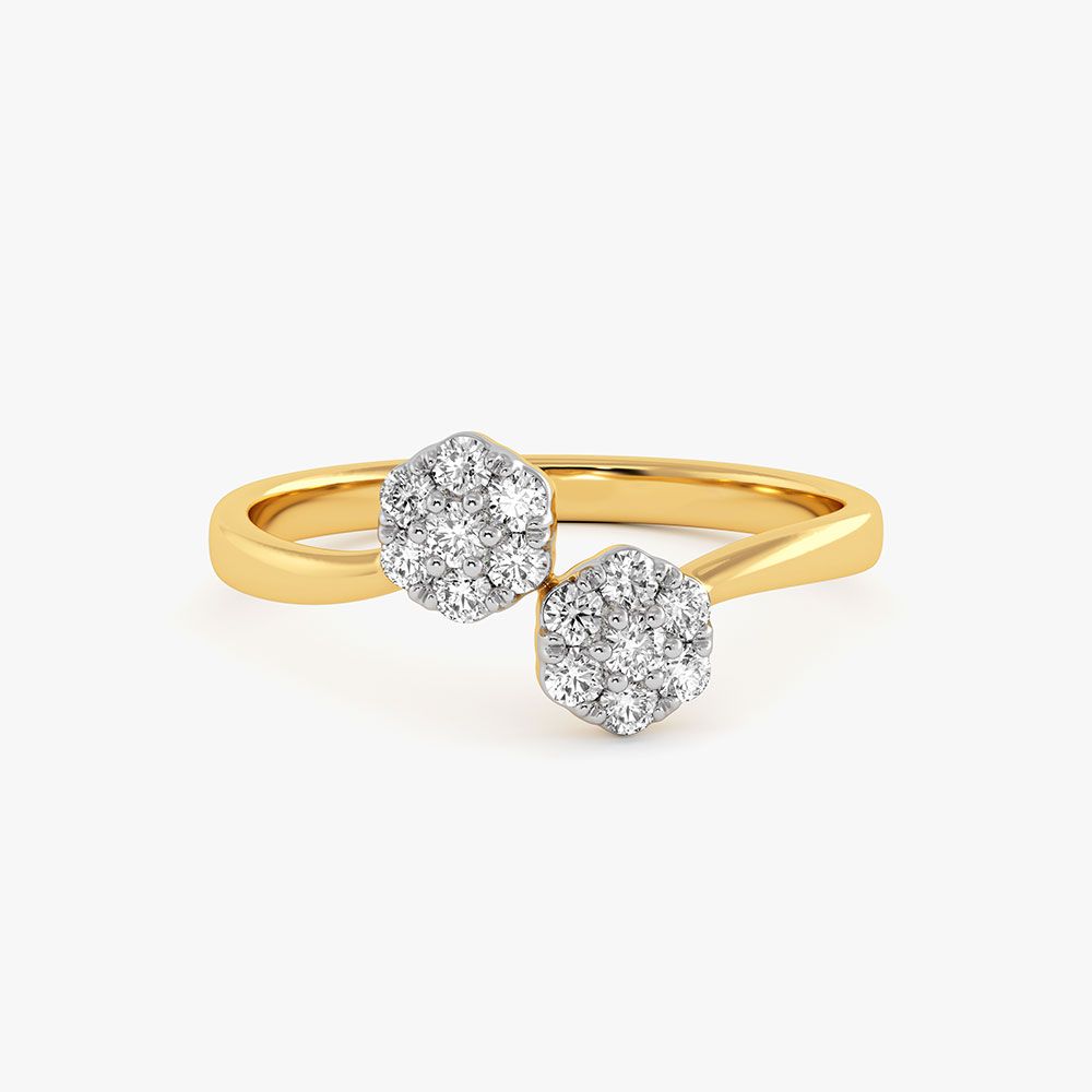 Bloom Flower Yellow Gold Diamond Ring-Rings-ERG26K63