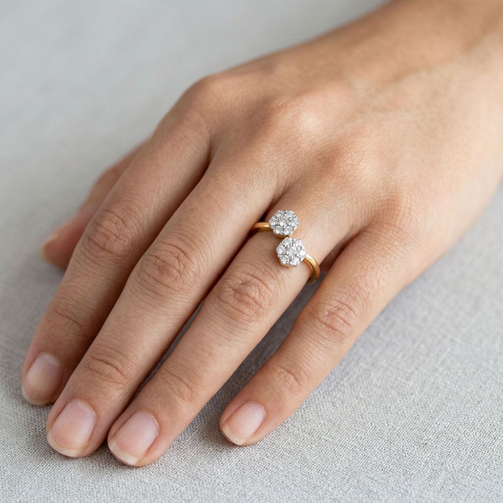 Bloom Flower Yellow Gold Diamond Ring-Rings-ERG26K63