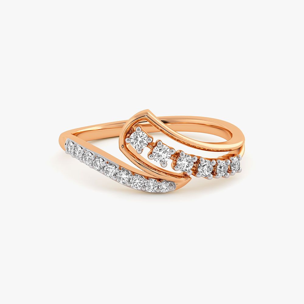 Casual Sparkle Rose Gold Diamond Ring-Rings-ERG26K65
