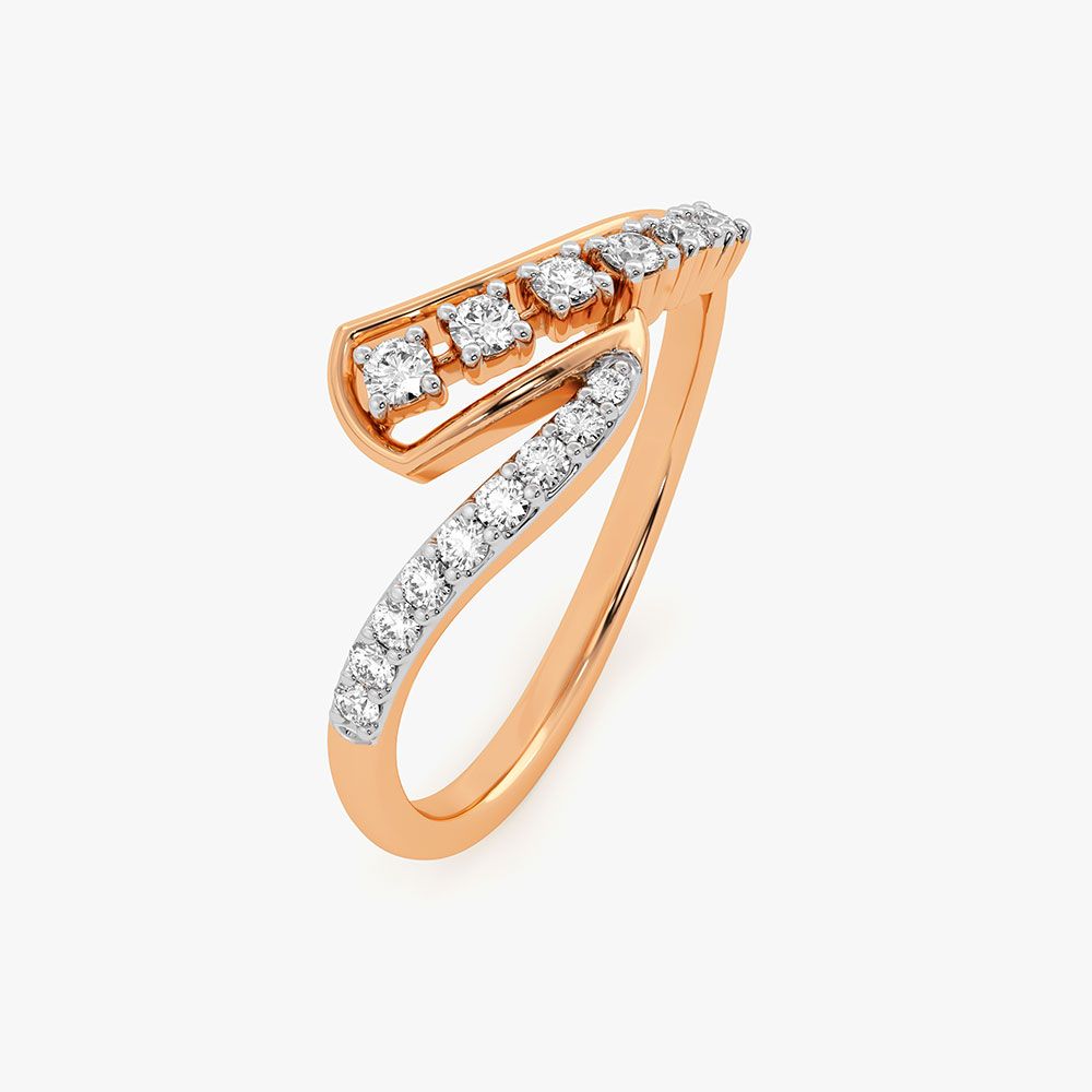 Casual Sparkle Rose Gold Diamond Ring-Rings-ERG26K65