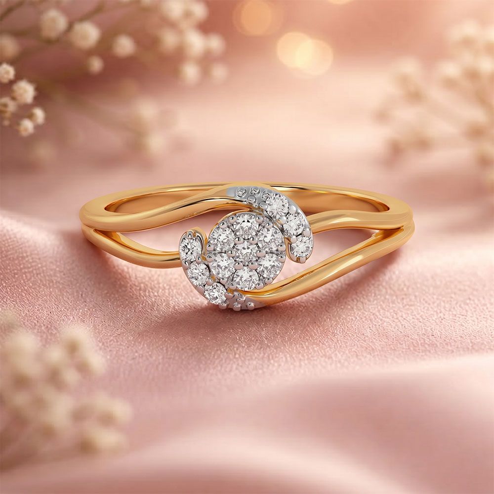 Dancing Swirl 9Kt Yellow Gold Diamond Ring-Rings-ERG26K66