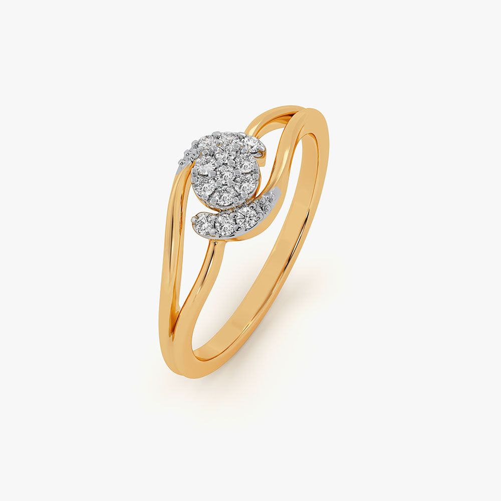 Dancing Swirl 9Kt Yellow Gold Diamond Ring-Rings-ERG26K66