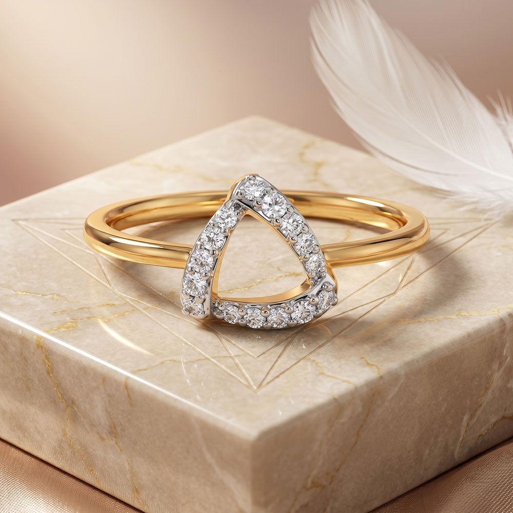 Modern Bold 9Kt Yellow Gold Diamond Ring-Rings-ERG26K69