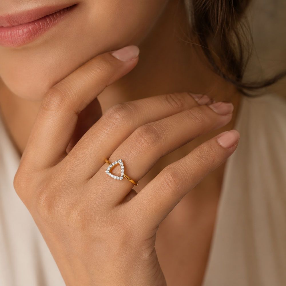 Modern Bold 9Kt Yellow Gold Diamond Ring-Rings-ERG26K69