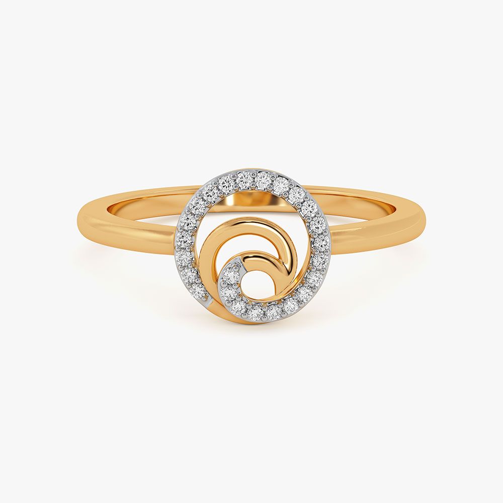 Unique Swirl 9Kt Yellow Gold Diamond Ring-Rings-ERG26K70