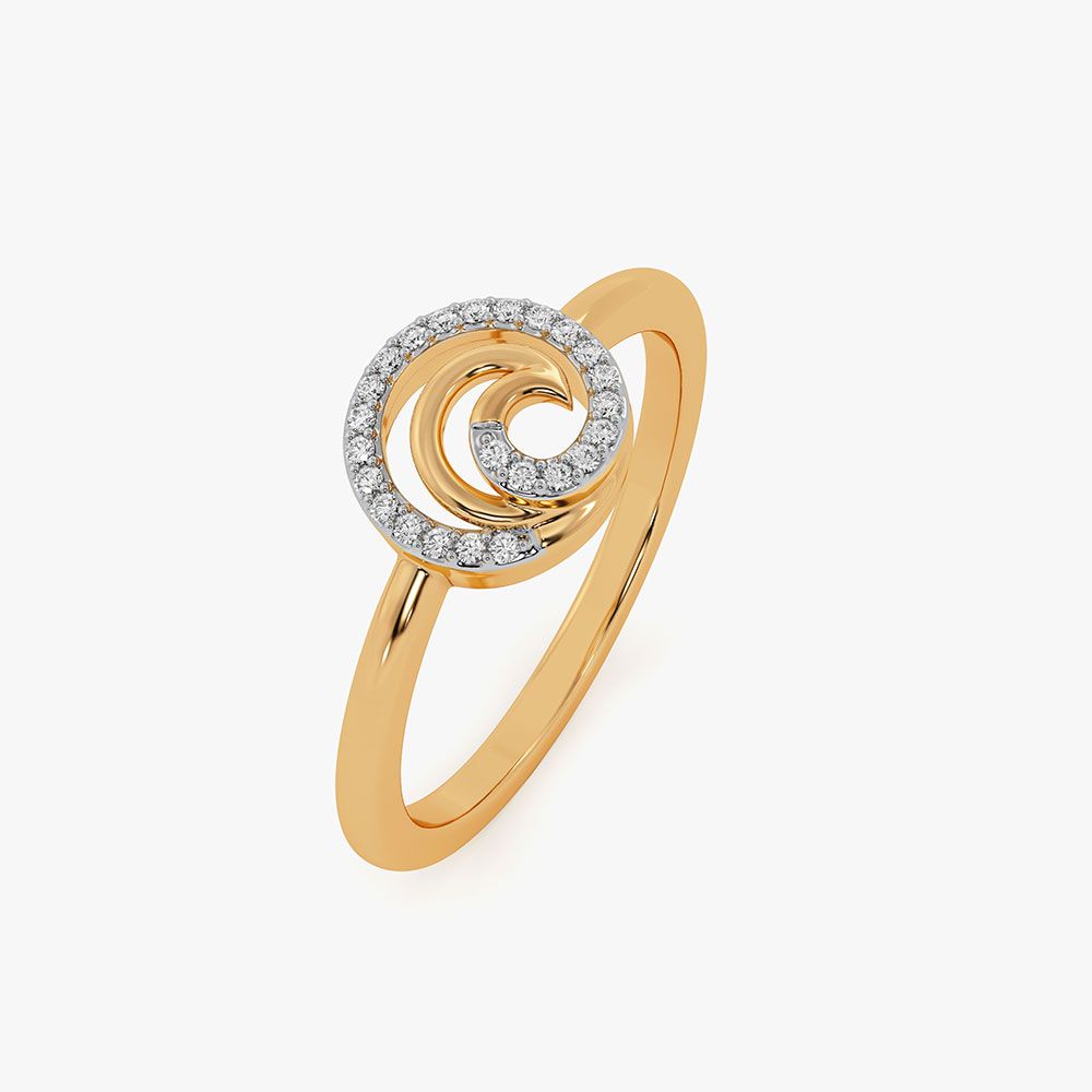 Unique Swirl 9Kt Yellow Gold Diamond Ring-Rings-ERG26K70