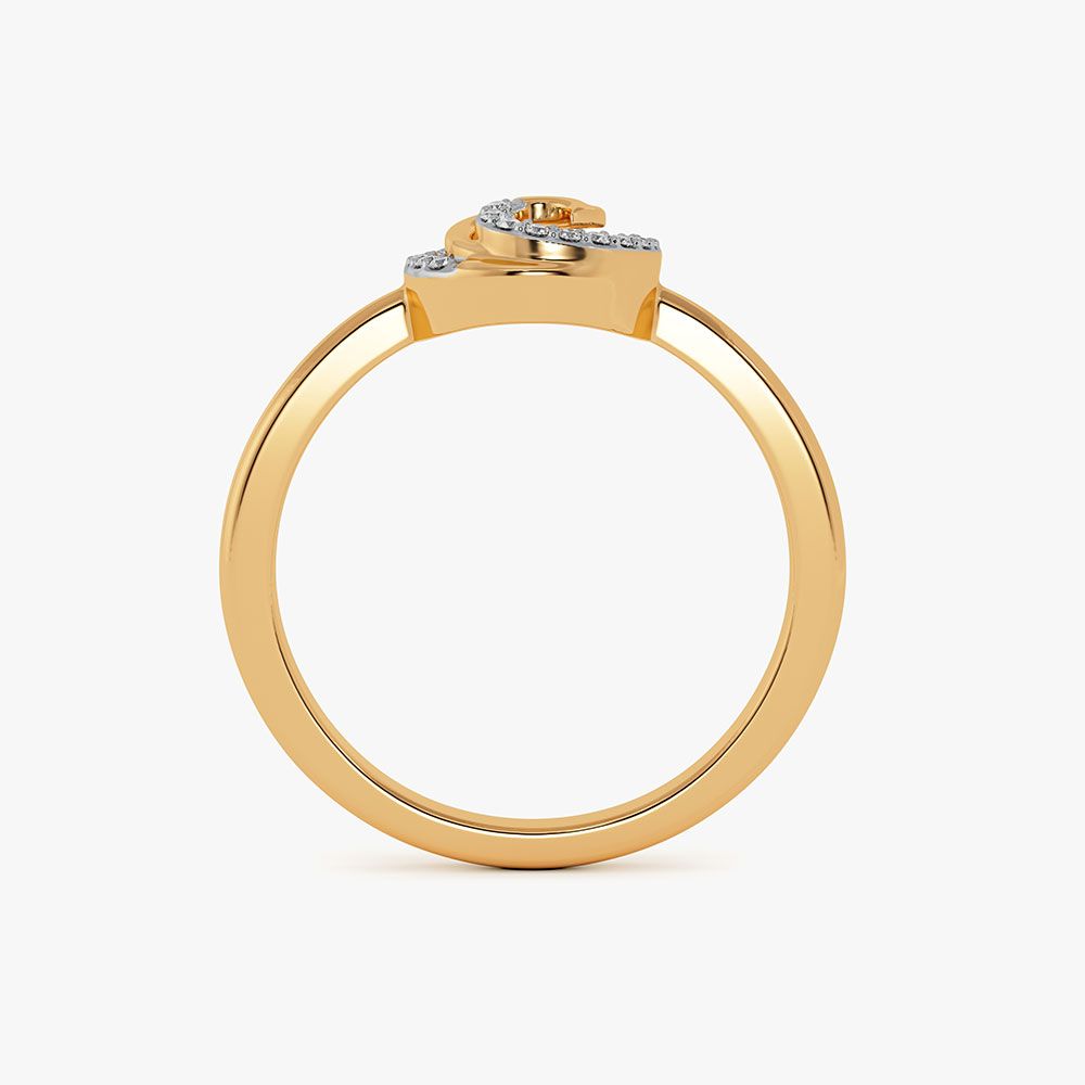 Unique Swirl 9Kt Yellow Gold Diamond Ring-Rings-ERG26K70