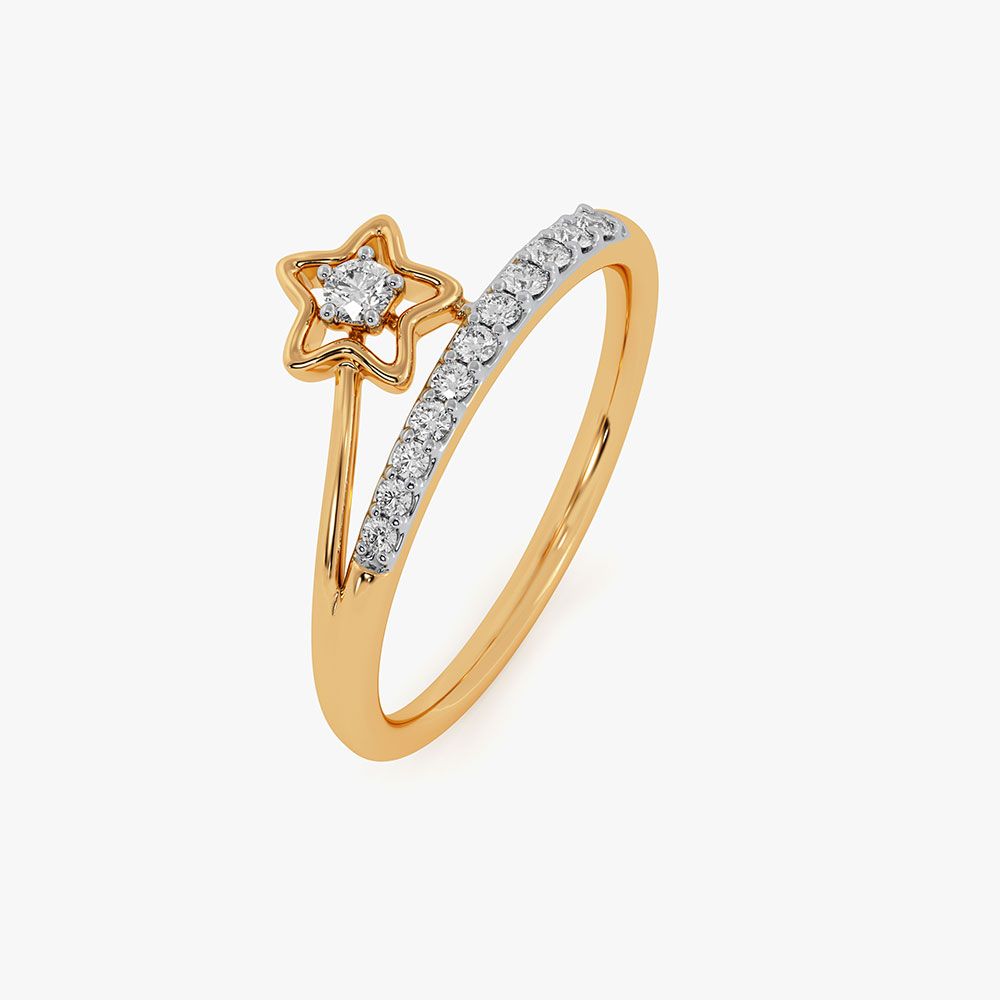 Star 9Kt Yellow Gold Diamond Ring-Rings-ERG26K71